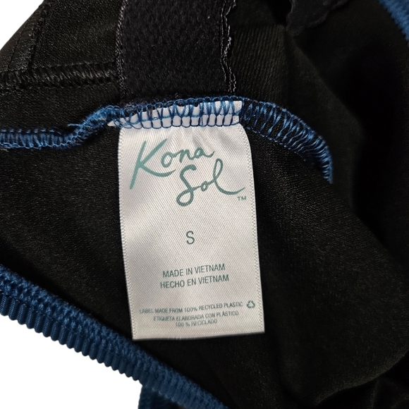 Kona Sol Dark Teal Ribbed Front Zipper One Piece Swimsuit Size Small Women's - Picture 9 of 10